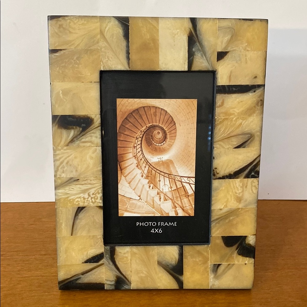 Hand Crafted Cream and Black Mosaic Picture Frame